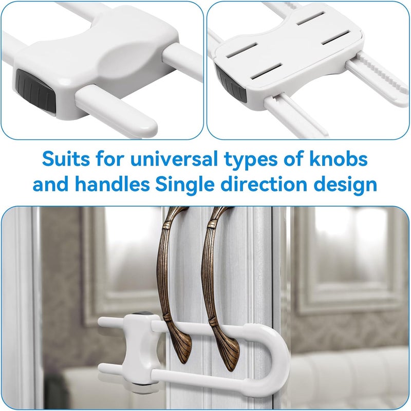 kickic Cabinet Locks Baby Proofing,Child Proof Cabinet Locks,6 Pack Adjustable U Shaped Baby Proofing Cabinets,Child Locks for Cabinets and Drawers (White) - Image 3